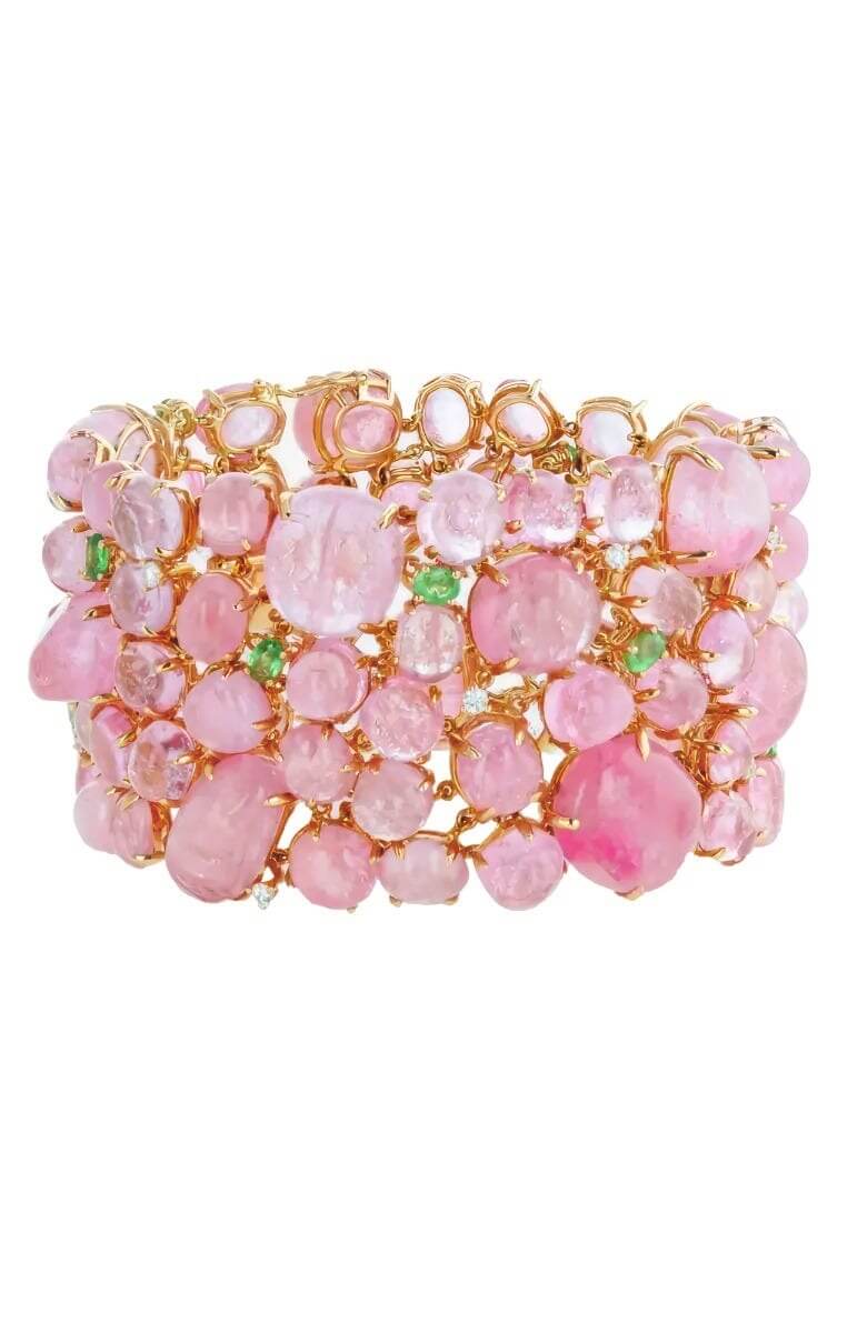 18K Rose Gold/ Tourmaline Statement Bracelet Periwink Orange